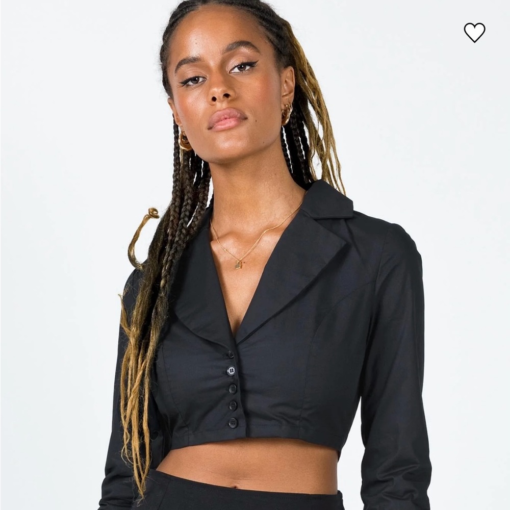Princess Polly Black Button Down Cropped Shirt